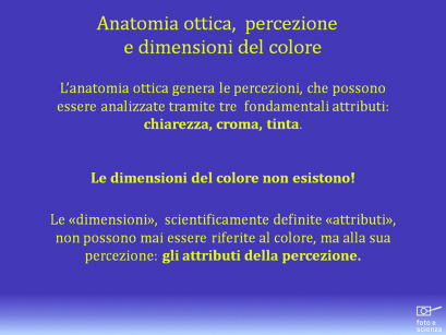 27. I rapporti tra anatomia ottica e percezione: le dimensioni del colore sono un’astrazione antiquata e mai accettata dalla colorimetria ufficiale.
