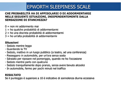 4. La Scala di Epworth è utilizzata per determinare il grado di sonnolenza diurna del paziente.