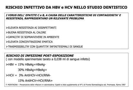 TABELLA 2 - RISCHIO INFETTIVO DA HBV E HCV NELLO STUDIO DENTISTICO