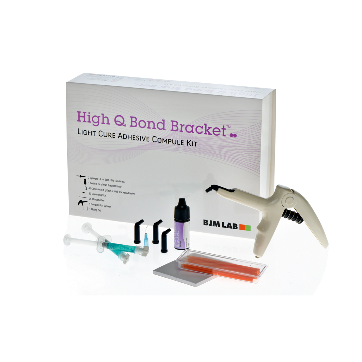 High q bond. High-q-Bond Light Cure Adhesive Bracket. High q Bond Light Cure Adhesive Bracket Kit. Цемент Хай-q-Бонд Bracket Light Cure Adhesive Kit, набор, 400060, BJM. Адгезив для брекетов High-q-Bond.